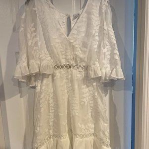 Selfie Leslie White Caspar Leafy Embroidered Dress
